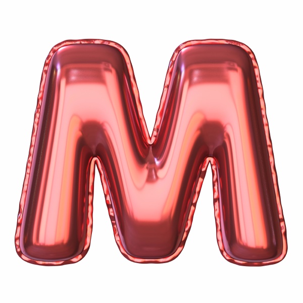 czerwona metalowa czcionka balonowa letter m