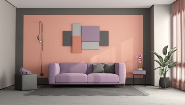 kolorowy salon z nowoczesna sofa