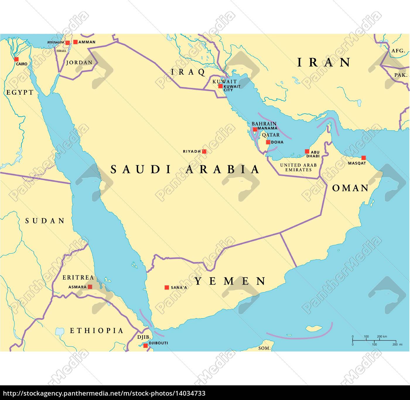 Arabian Peninsula Mapa Polityczna Royalty Free Image 14034733 Agencja Panthermedia 5003